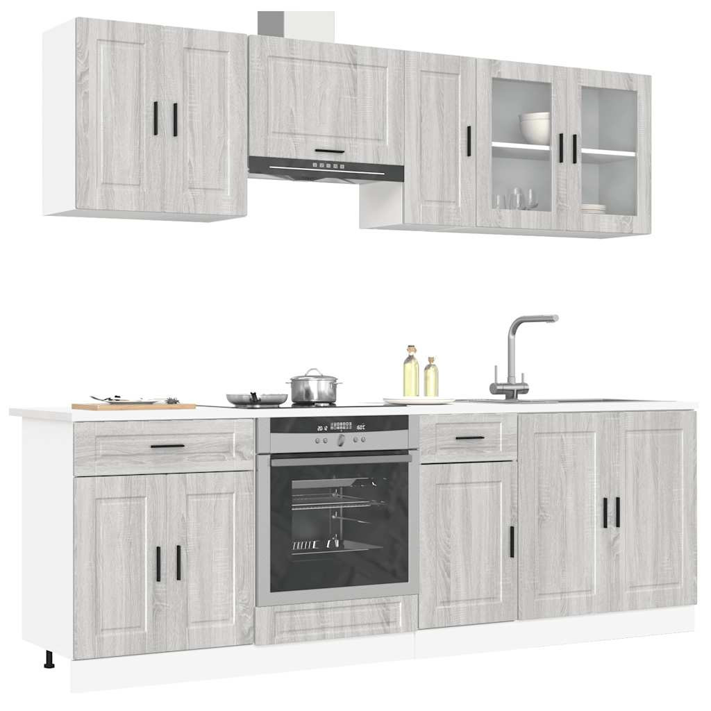 vidaXL 8-tlg. Küchenschrank-Set Kalmar Grau Sonoma Holzwerkstoff