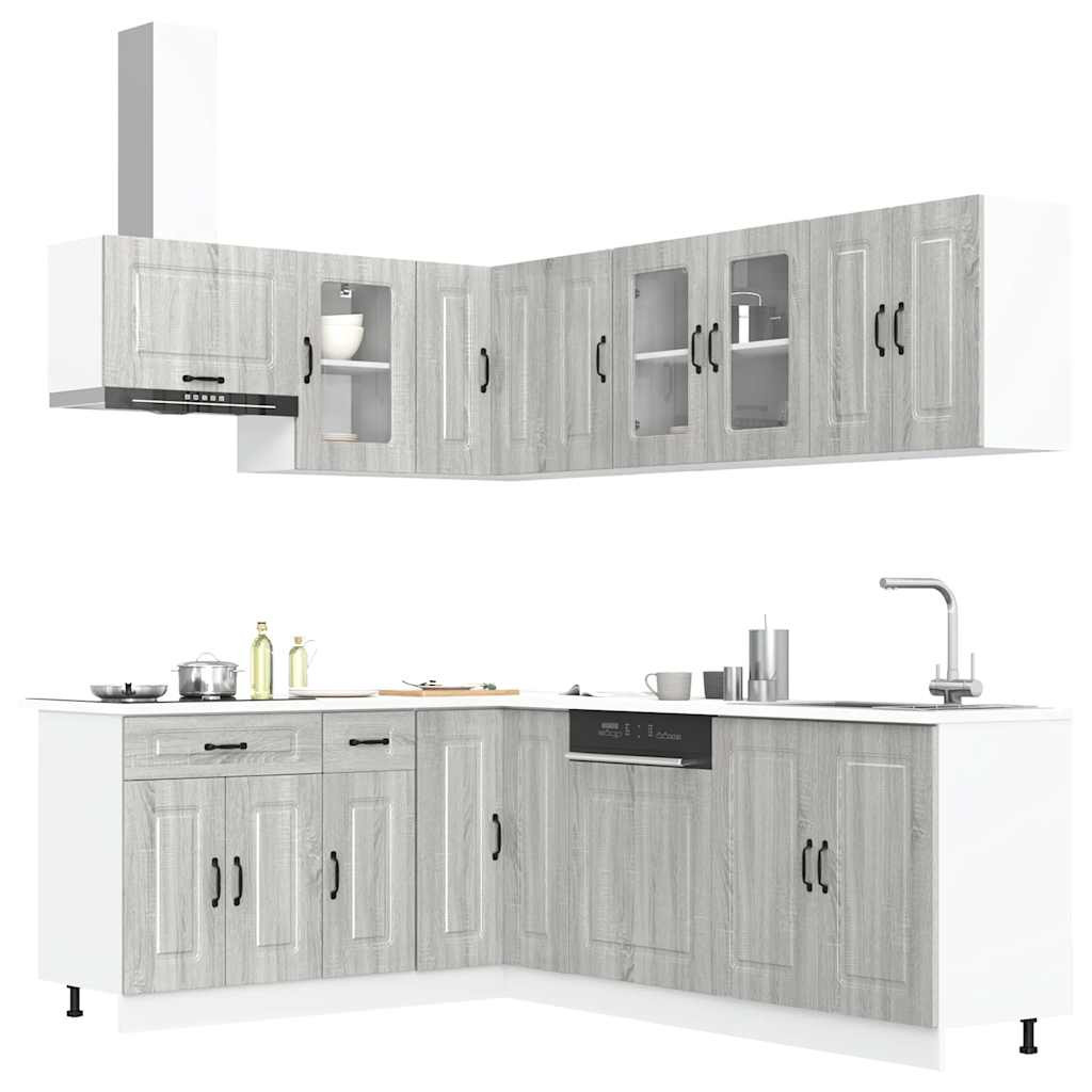 vidaXL 11-tlg. Küchenschrank-Set Kalmar Grau Sonoma Holzwerkstoff