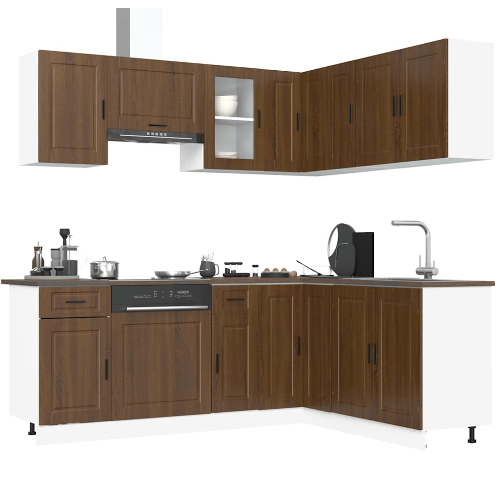vidaXL 11tlg. Küchenschrank-Set Porto Braun Eichen-Optik Holzwerkstoff