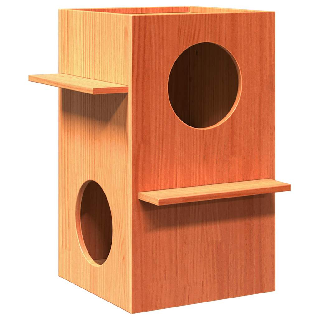 vidaXL Katzenhaus Wachsbraun 43x43x60 cm Massivholz Kiefer