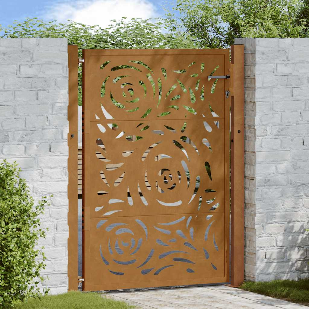 vidaXL Gartentor 100x125 cm Verwitterungsstahl Flammendesign