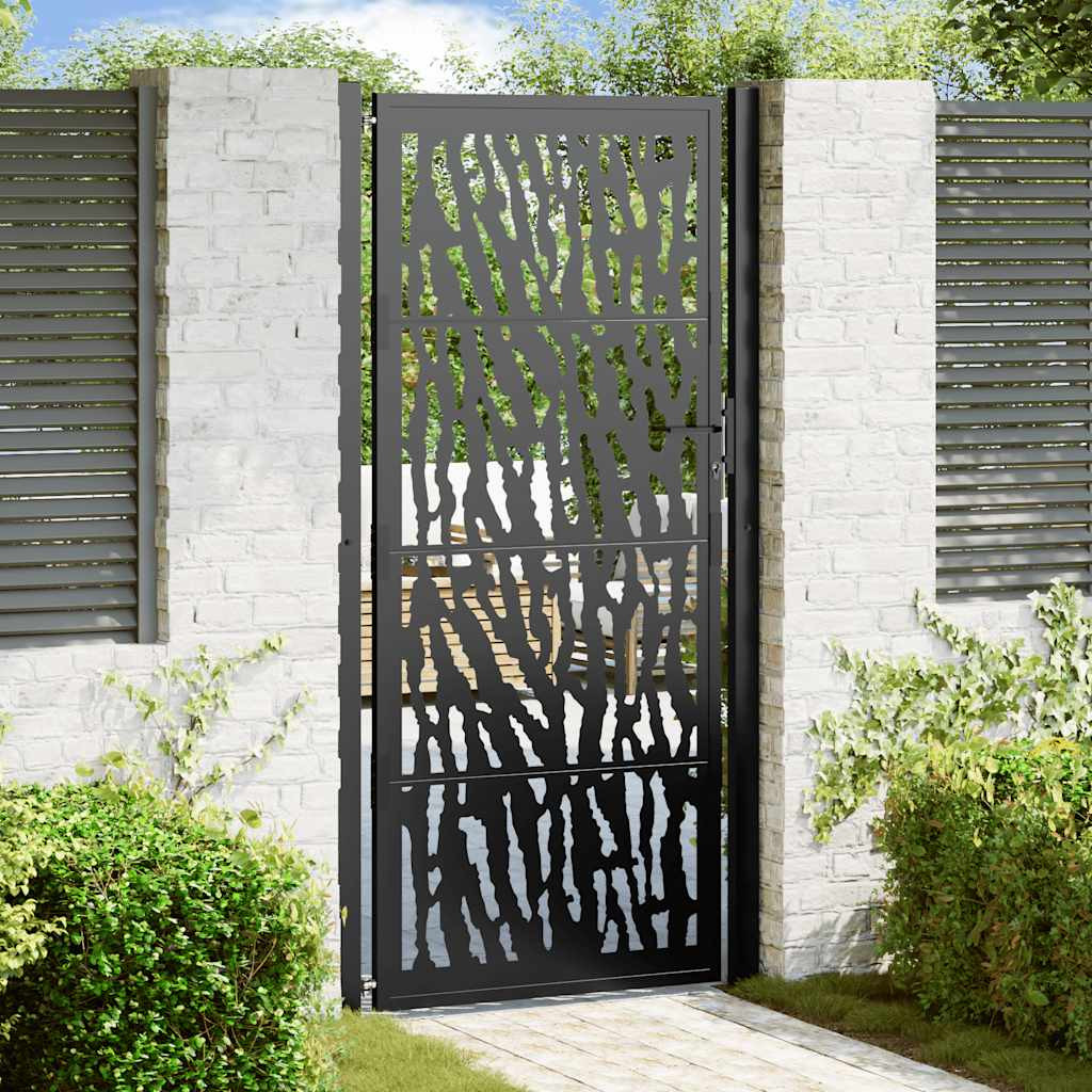 vidaXL Gartentor Schwarz 100x200 cm Stahl Trace Design