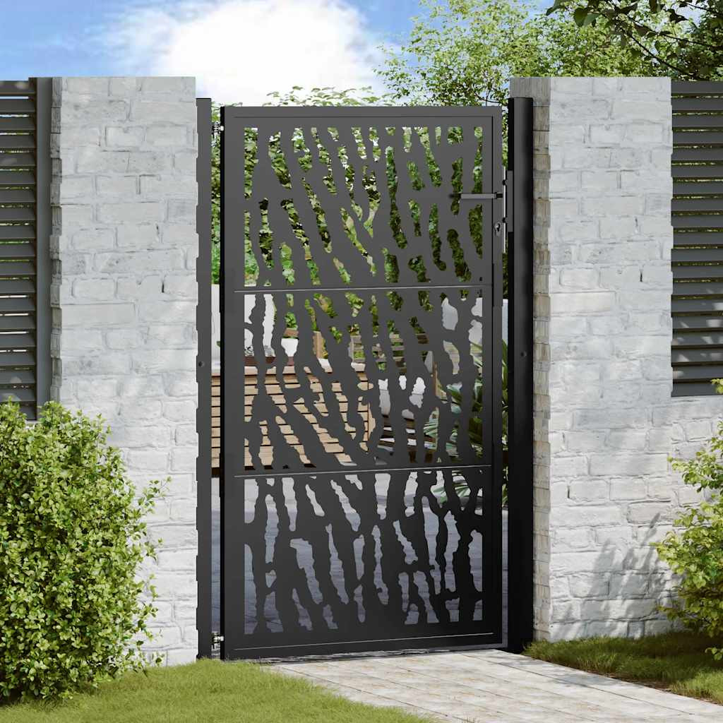vidaXL Gartentor Schwarz 100x150 cm Stahl Trace Design