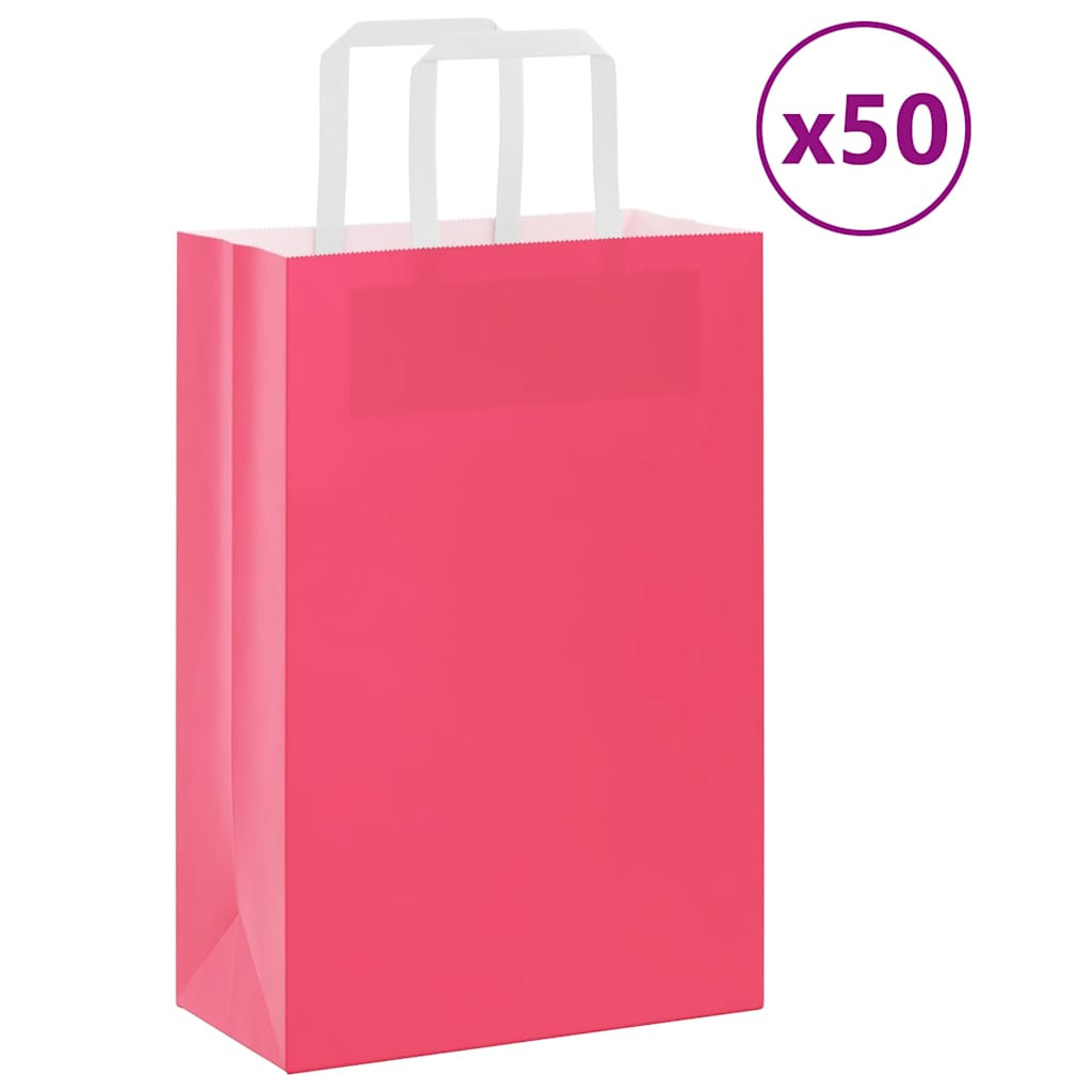 vidaXL Papiertragetaschen 50 Stk. mit Henkeln Rosa 21x11x31 cm