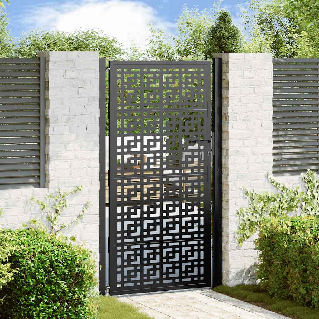 vidaXL Gartentor Schwarz 100x175 cm Stahl Kreuz-Design