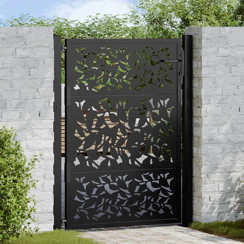 vidaXL Gartentor Schwarz 100x125 cm Stahlblatt-Design