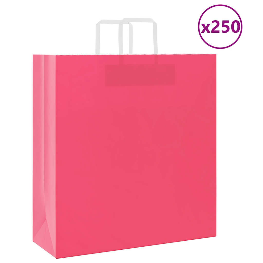 vidaXL Papiertragetaschen 250 Stk. mit Henkeln Rosa 45x17x48 cm