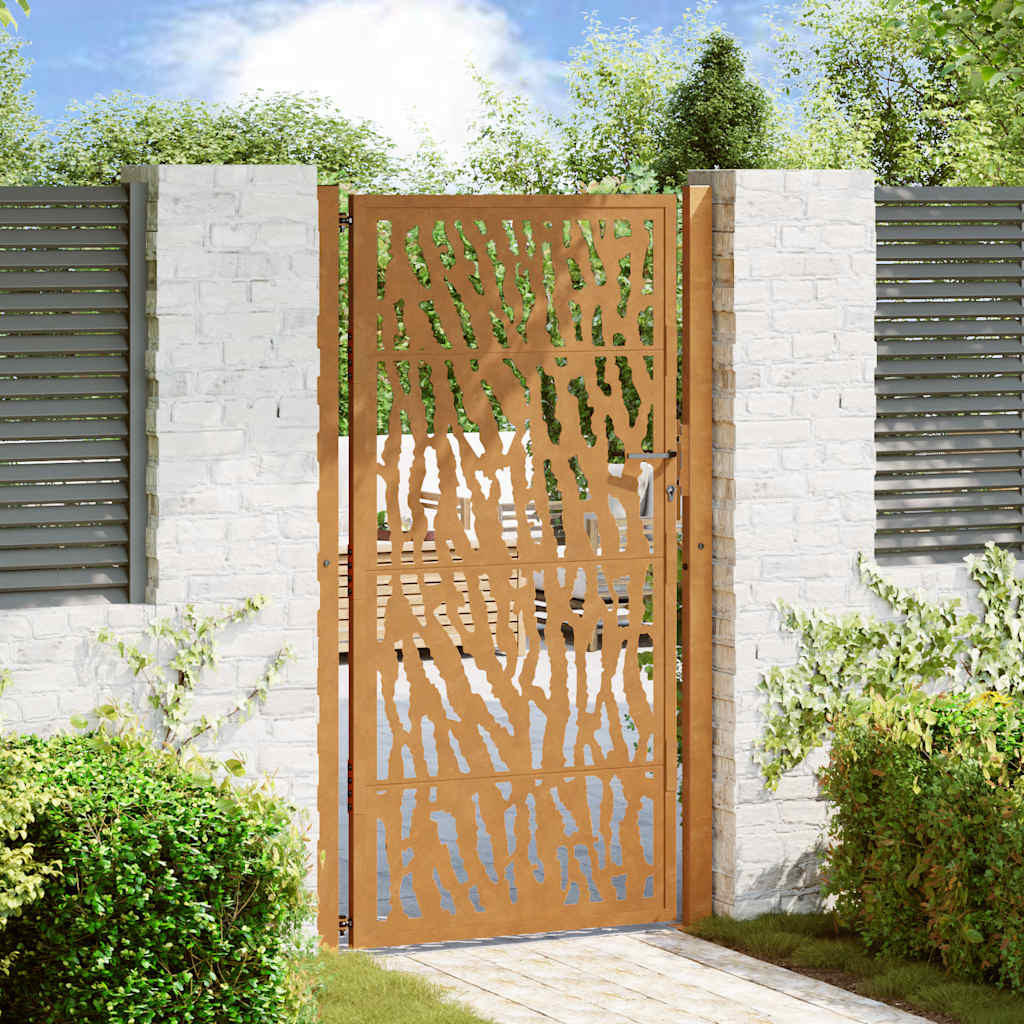 vidaXL Gartentor 100x200 cm Verwitterungsstahl Trace-Design