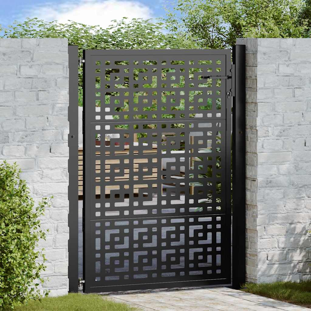 vidaXL Gartentor Schwarz 100x125 cm Stahl Kreuz-Design