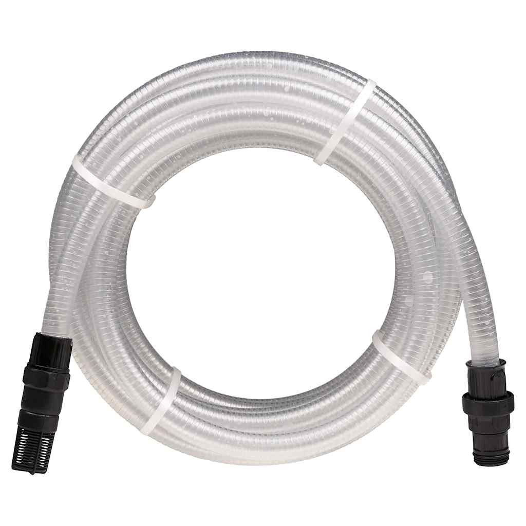 vidaXL Saugschlauch mit PVC-Anschlüssen Transparent 1" 10 m PVC