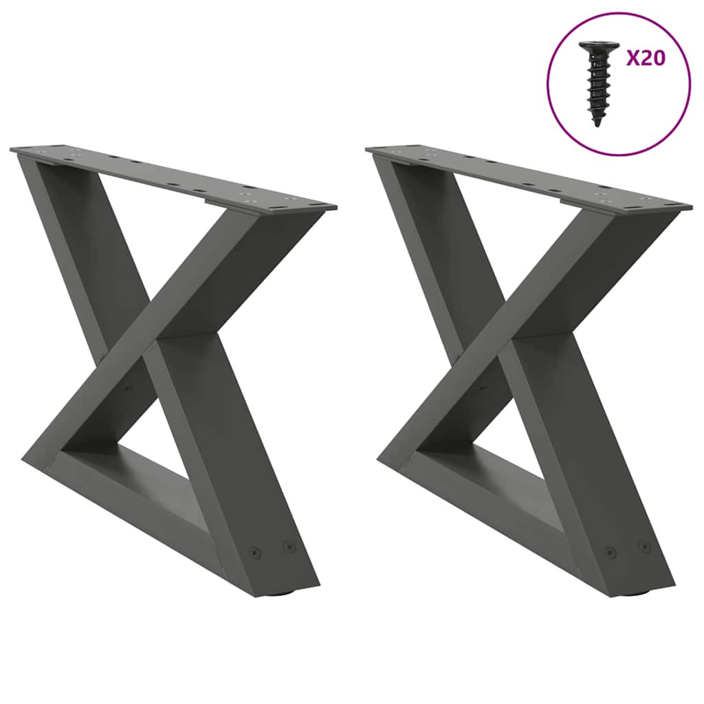 vidaXL Couchtischbeine 2 Stk. Anthrazit 50x(30-31,3) cm Stahl