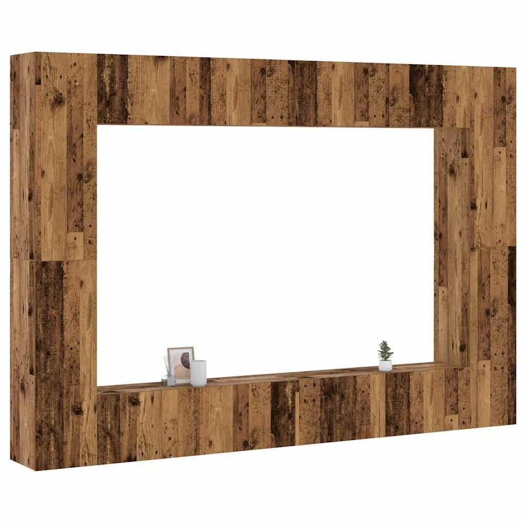 vidaXL 8-tlg. TV-Schrank-Set Wandmontage Altholz-Optik Holzwerkstoff