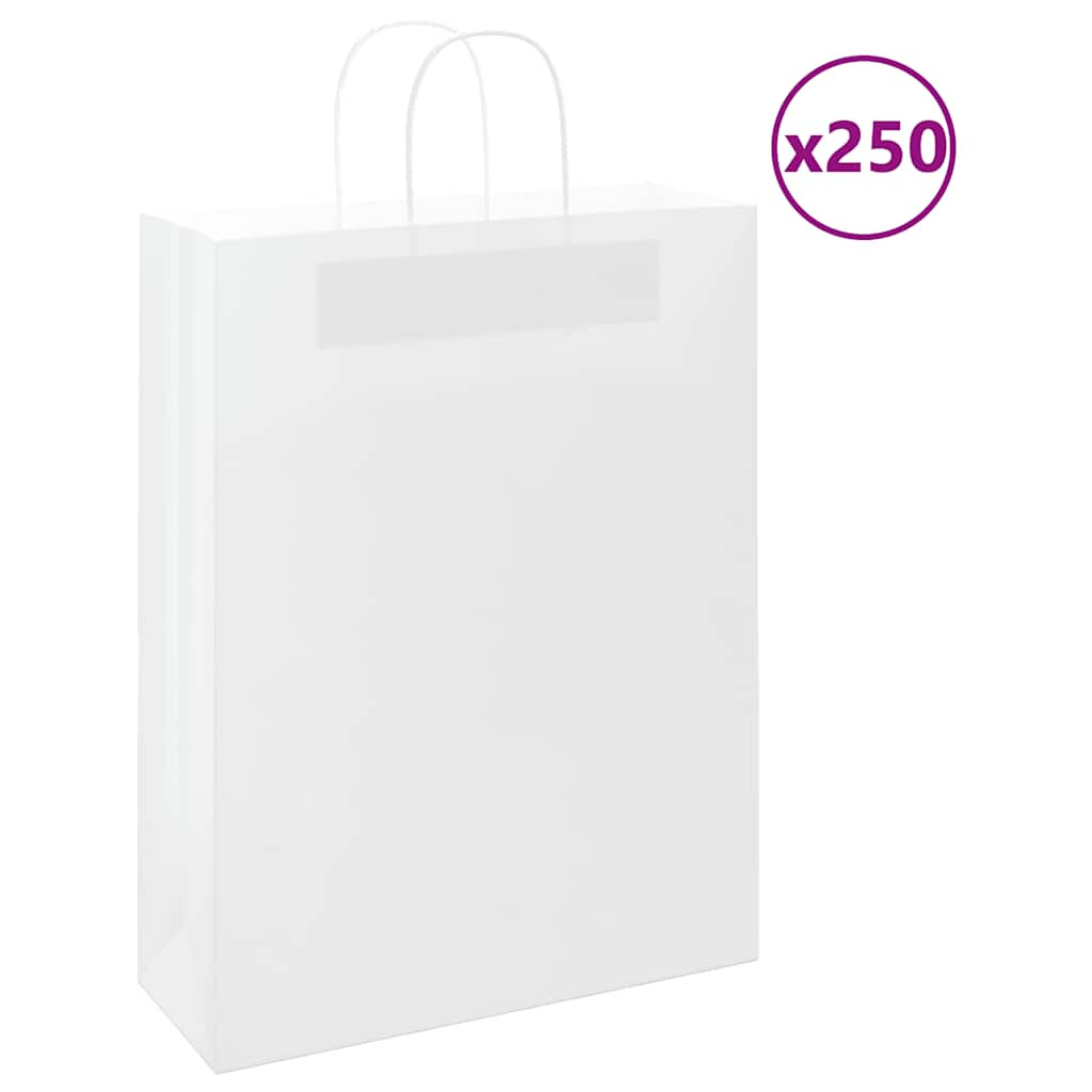 vidaXL Papiertragetaschen 250 Stk. mit Henkeln Weiß 32x12x42 cm