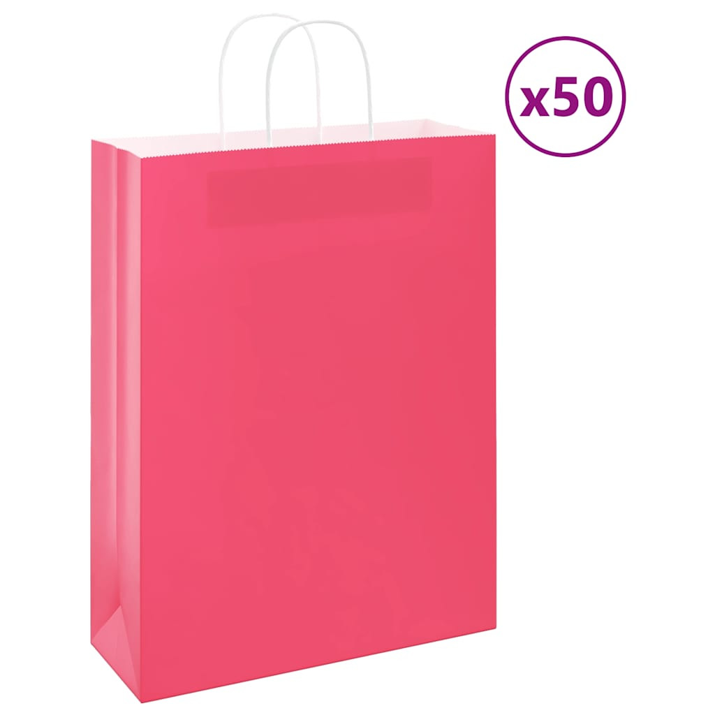 vidaXL Papiertragetaschen 50 Stk. mit Henkeln Rosa 32x12x42 cm