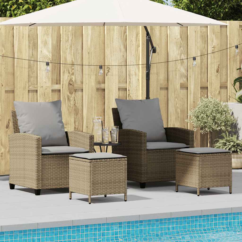 vidaXL 4-tlg. Garten-Sofagarnitur mit Kissen Beige Poly Rattan
