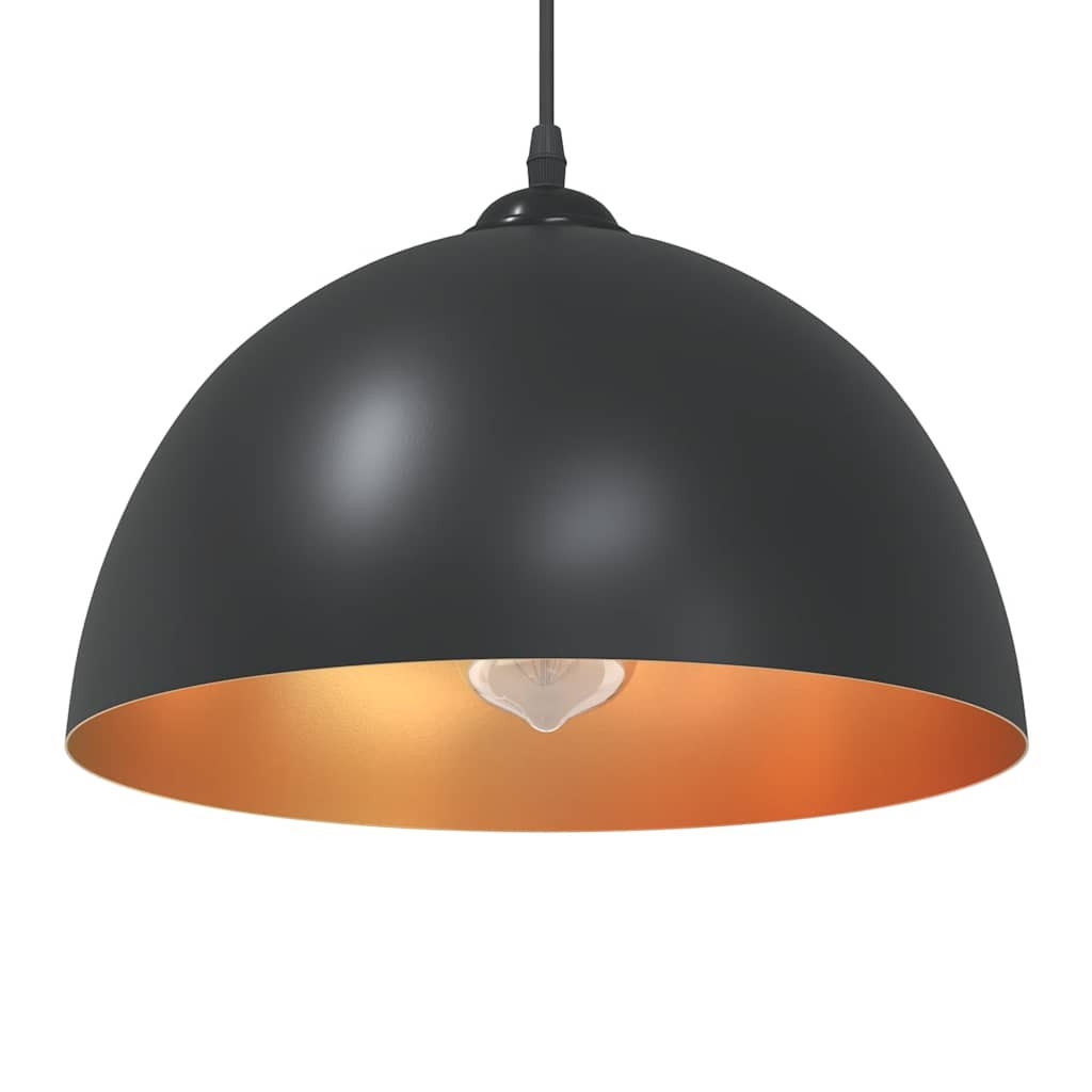 vidaXL Pendelleuchten 2 Stk. Höhenverstellbar E27 Schwarz Ø30cm Metall