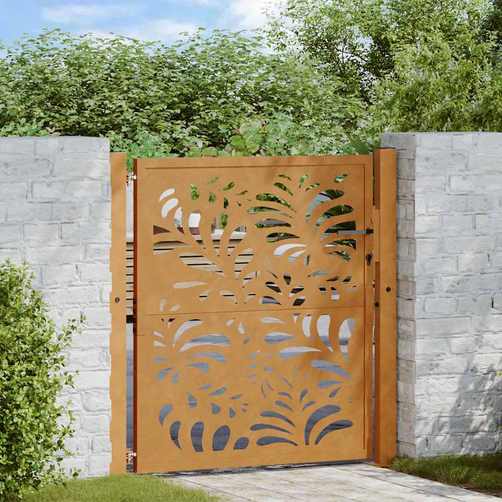 vidaXL Gartentor 100x100 cm Verwitterungsstahl Wellendesign