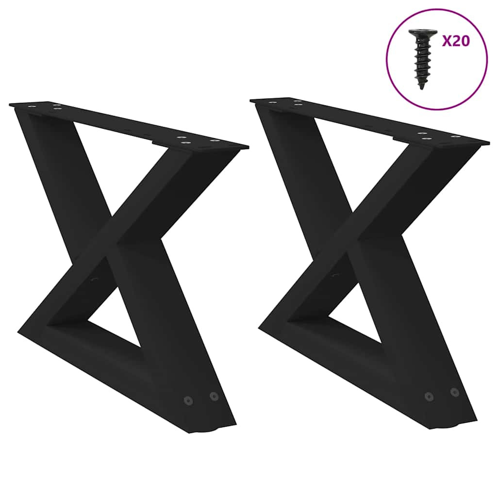 vidaXL Couchtischbeine 2 Stk. Schwarz 50x(30-31,3) cm Stahl