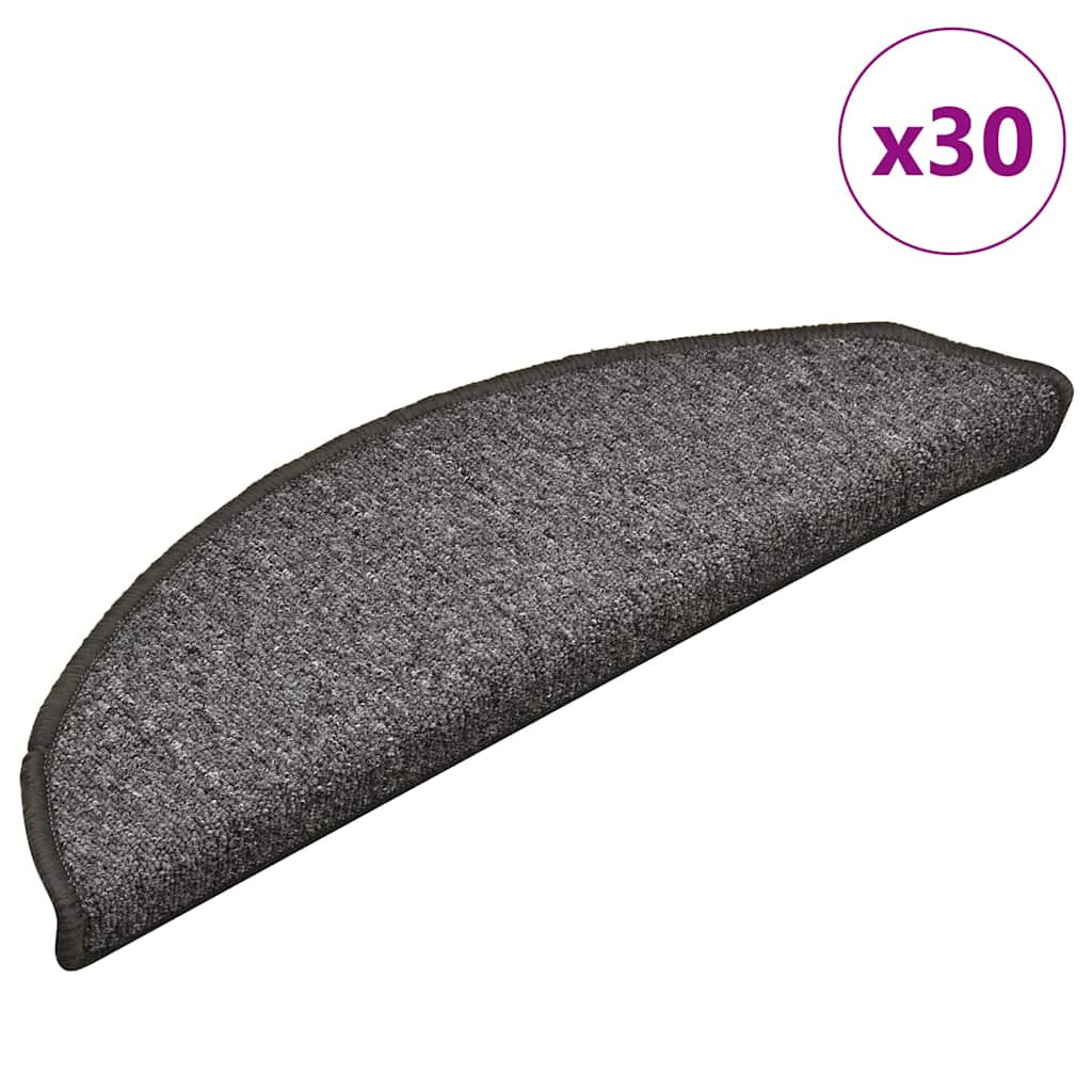 vidaXL Stufenmatten 30 Stk. 56x17x3 cm Dunkelgrau Halbrund