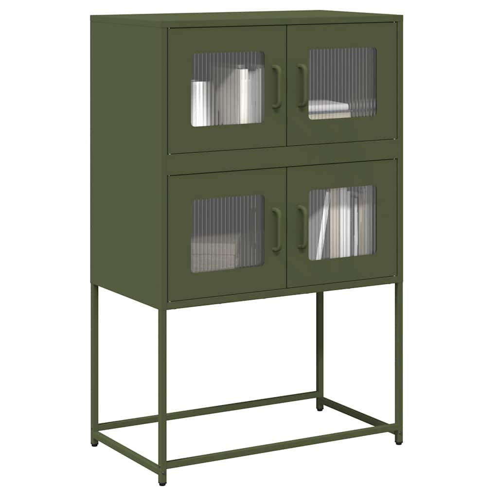 vidaXL Highboard Olivgrün 68x39x107 cm Stahl