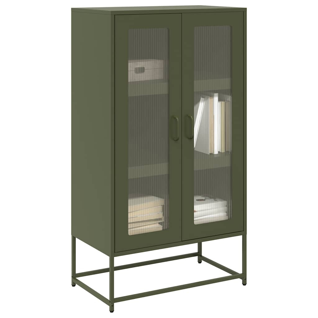 vidaXL Highboard Olivgrün 68x39x123 cm Stahl
