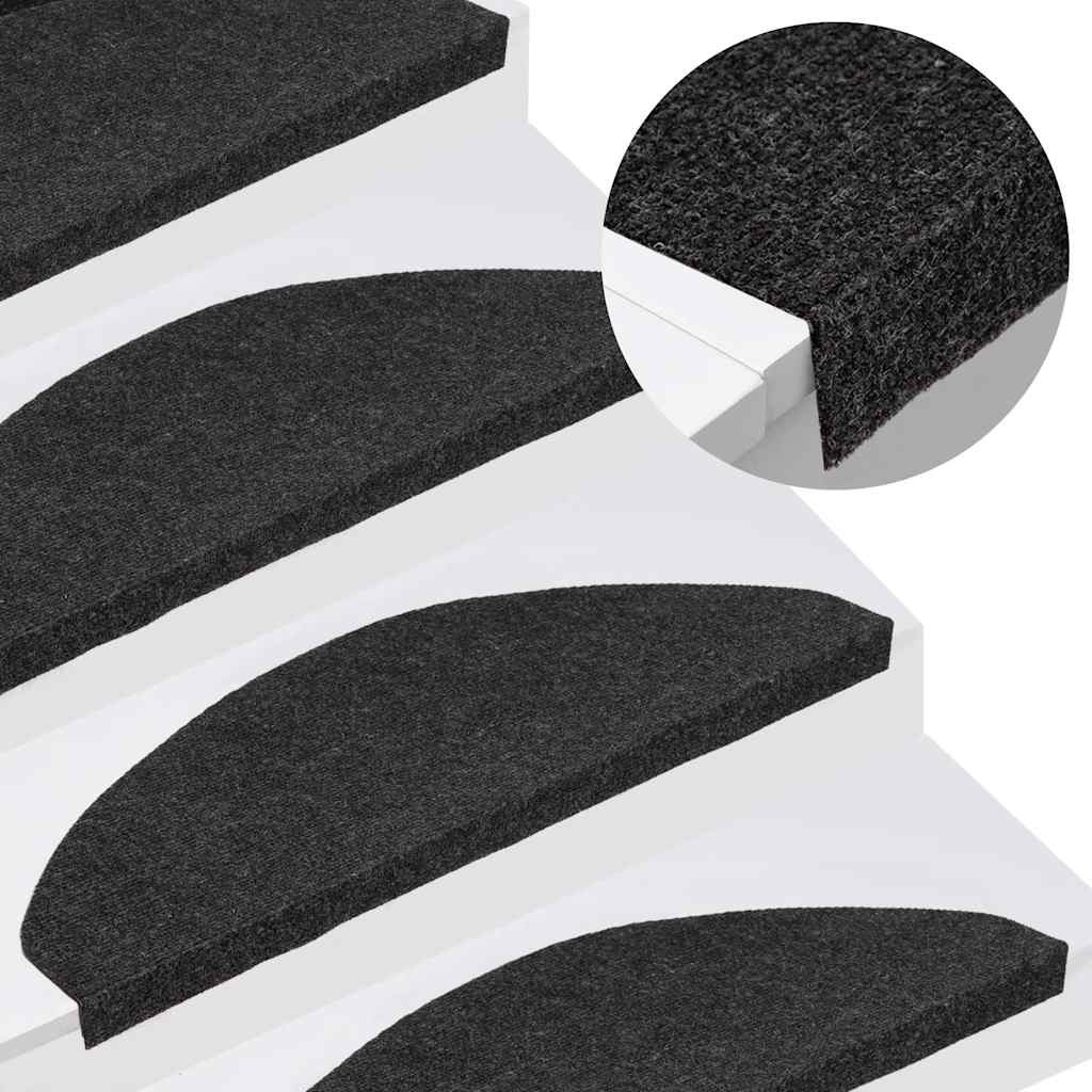 vidaXL Stufenmatten Selbstklebend 20 Stk. Schwarz 65x22,5x3,5 cm