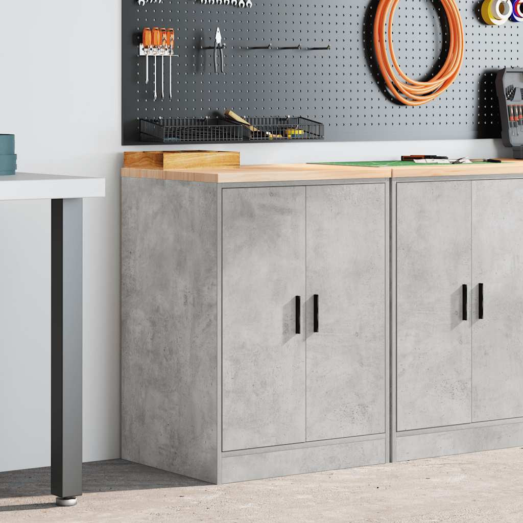 vidaXL Garagen-Aufbewahrungsschrank Betongrau Massivholz Kiefer