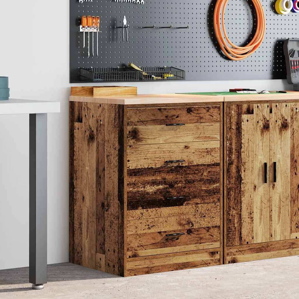 vidaXL Garagen-Aufbewahrungsschrank Altholz-Optik Massivholz Kiefer