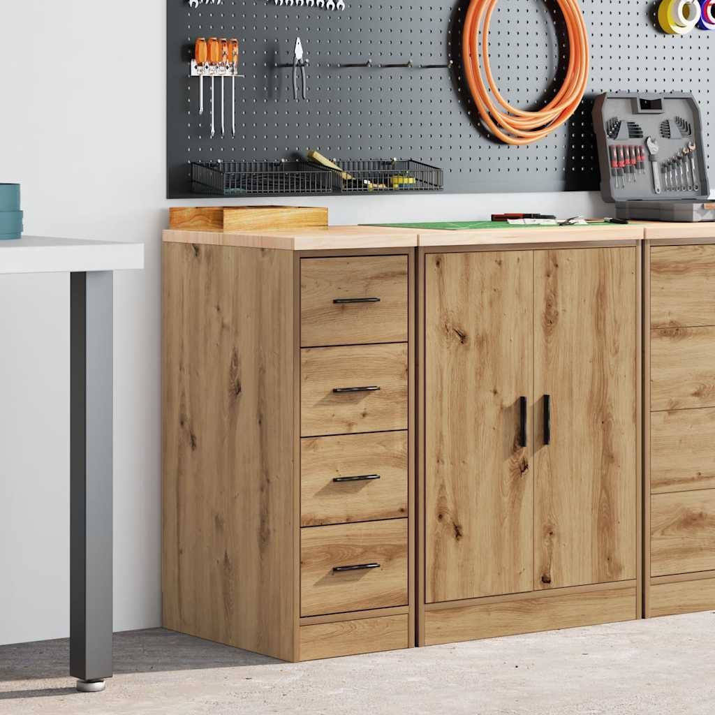 vidaXL Garagen-Aufbewahrungsschrank Artisan-Eiche Massivholz Kiefer