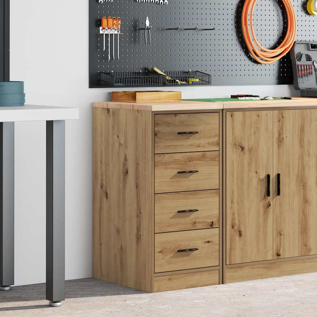 vidaXL Garagen-Aufbewahrungsschrank Artisan-Eiche Massivholz Kiefer
