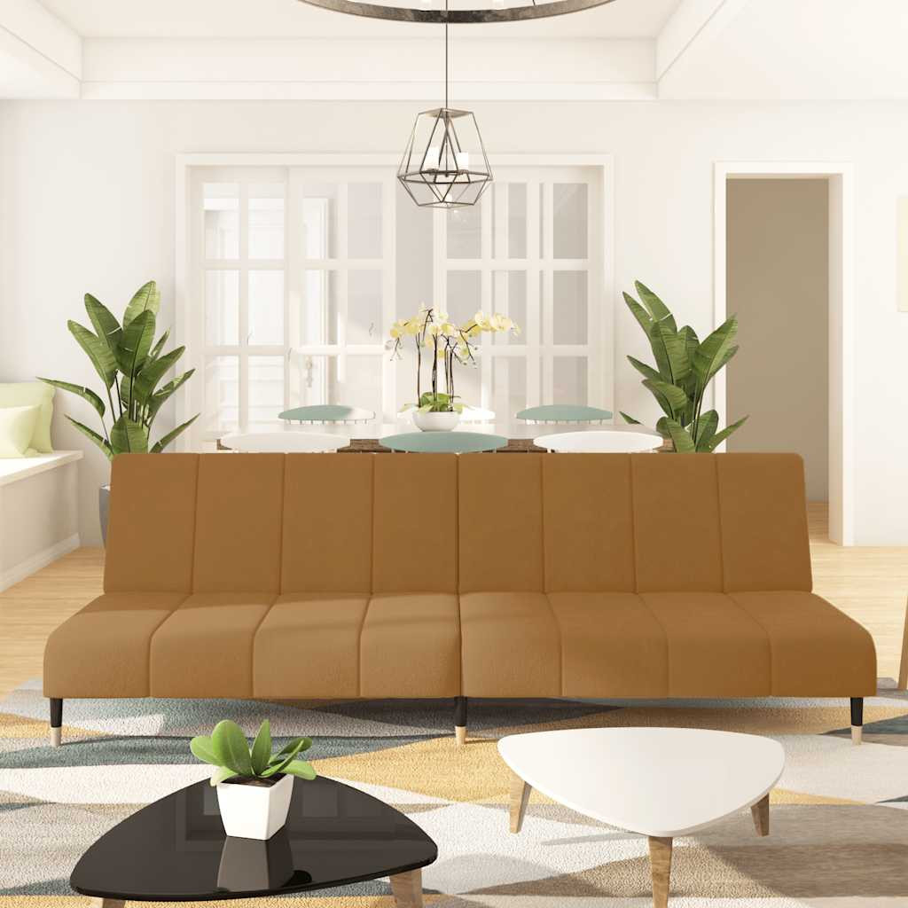 vidaXL Schlafsofa 2-Sitzer Braun Samt