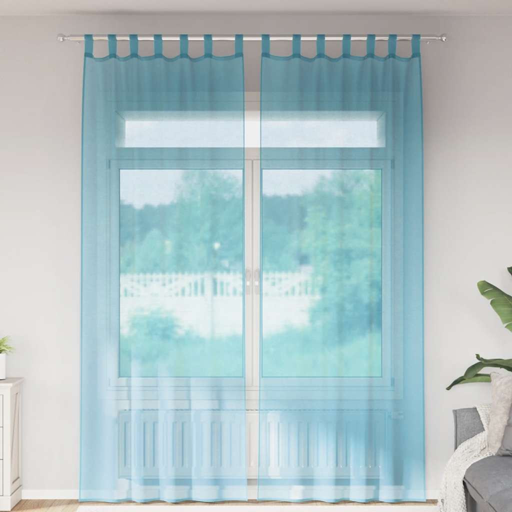 vidaXL Voile Vorhänge mit Stangentaschen 2 Stk. Türkis