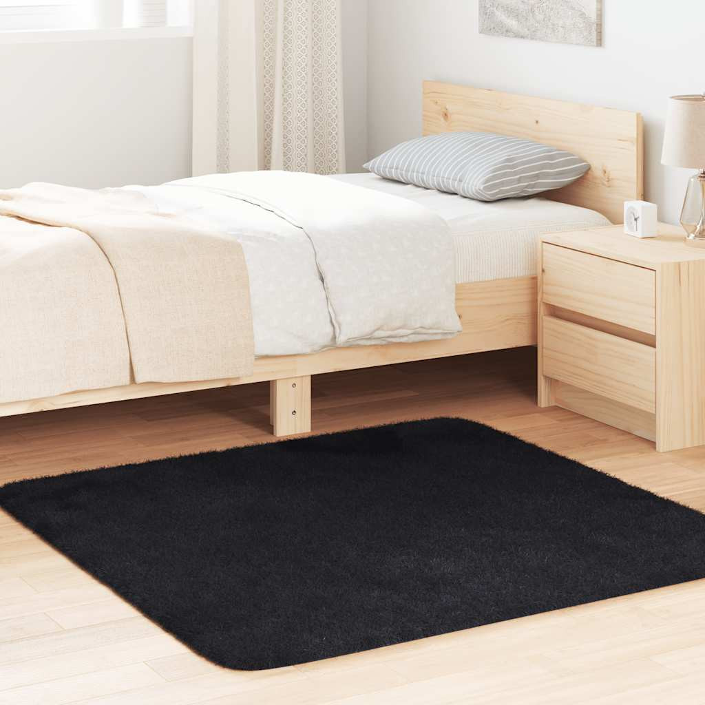 vidaXL Teppich Shaggy Hochflor NAVARRA Schwarz 120x120 cm Polyester