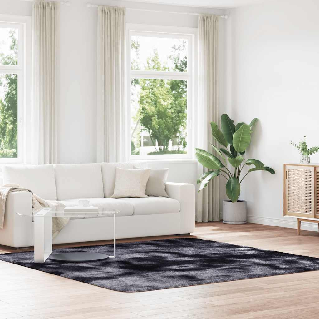 vidaXL Teppich Shaggy Hochflor NAVARRA Dunkelgrau 240x240 cm Polyester
