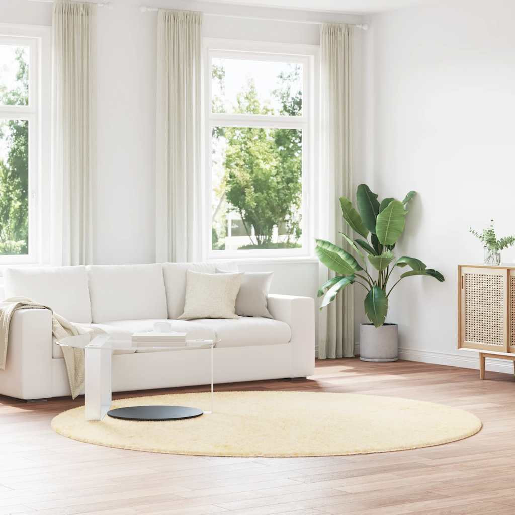 vidaXL Teppich Shaggy Hochflor NAVARRA Creme 240x240 cm Polyester