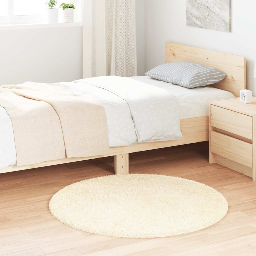 vidaXL Teppich Shaggy Hochflor NAVARRA Creme 100x100 cm Polyester