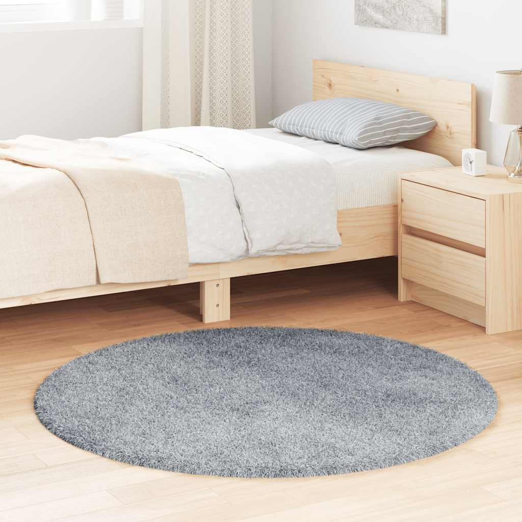 vidaXL Teppich Shaggy Hochflor NAVARRA Hellgrau 120x120 cm Polyester