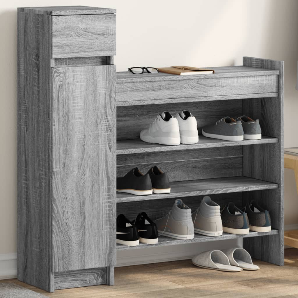 vidaXL Schuhschrank Grau Sonoma 100,5x28x100 cm Holzwerkstoff