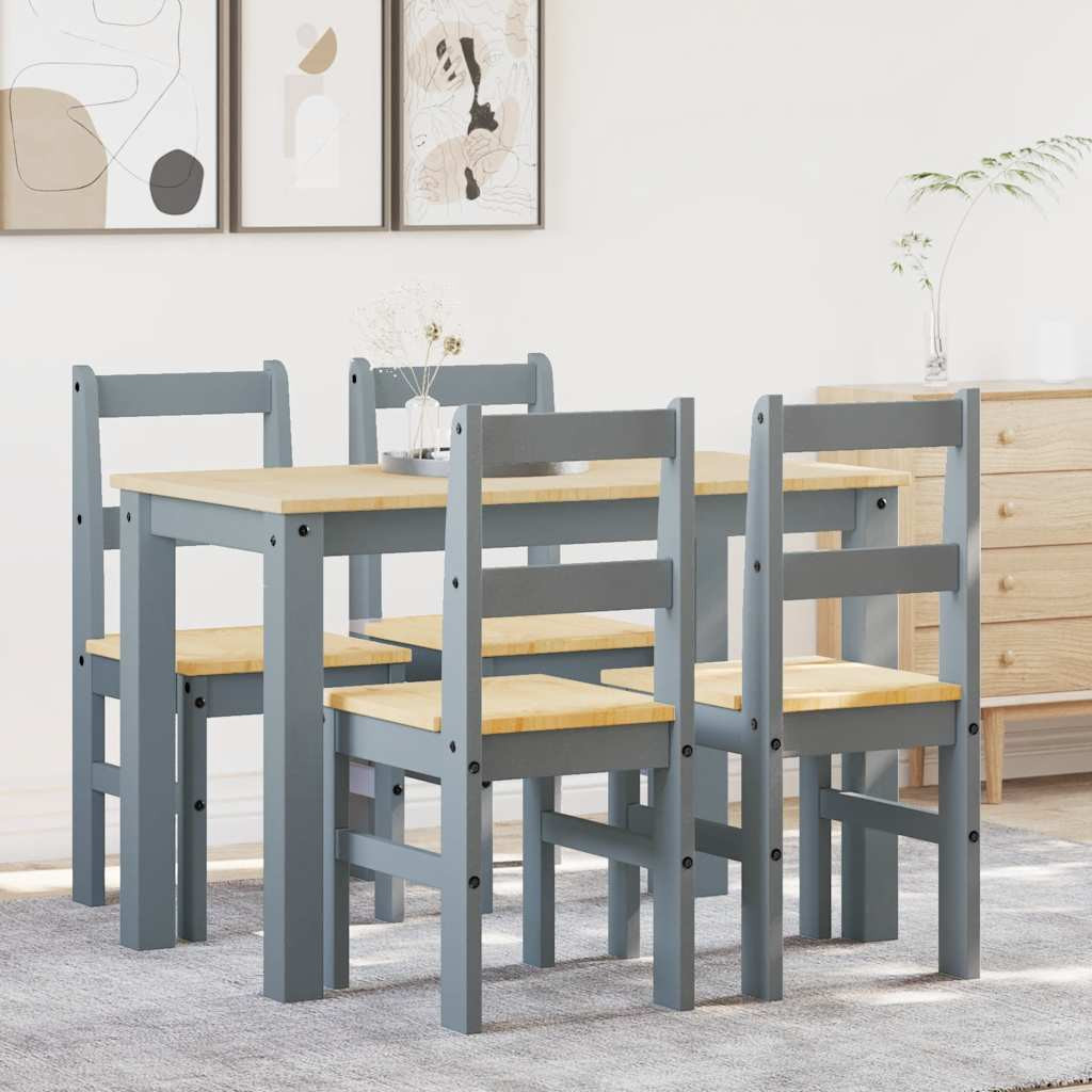vidaXL 5-tlg. Essgruppe PANAMA Grau Massivholz Kiefer