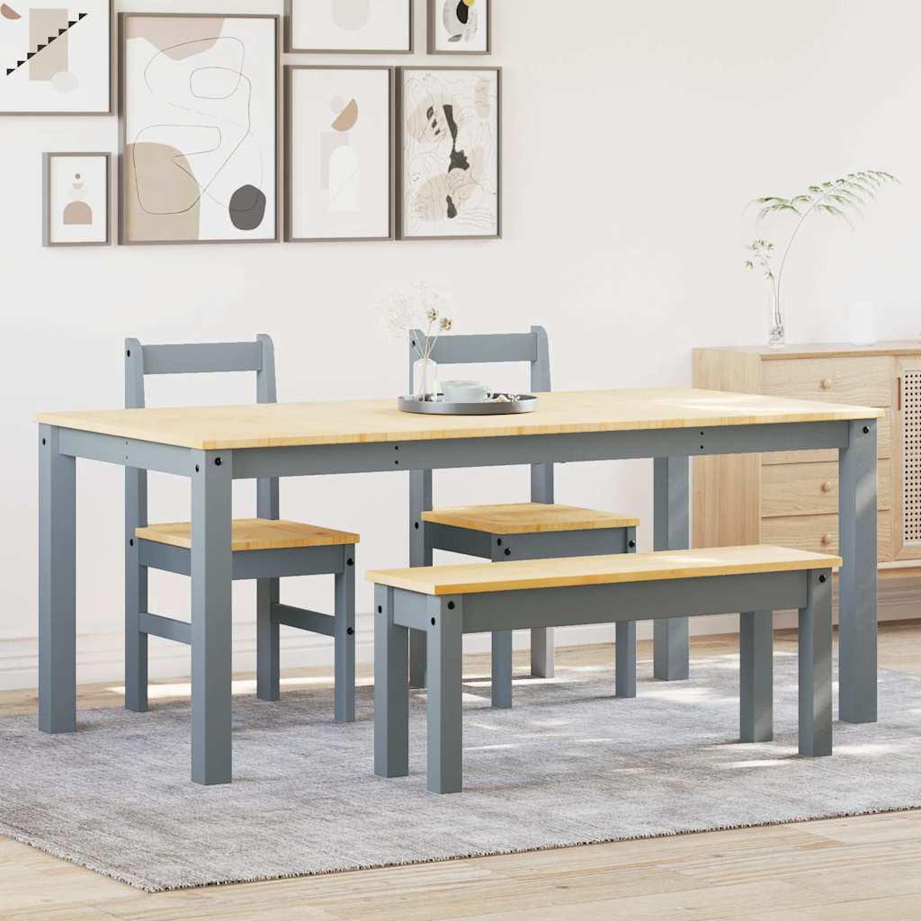 vidaXL 4-tlg. Essgruppe PANAMA Grau Massivholz Kiefer