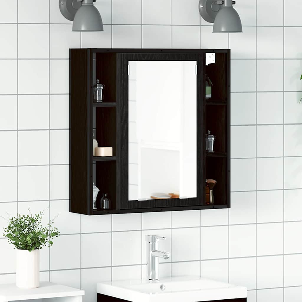 vidaXL Badezimmer-Spiegelschrank Schwarze Eiche 60 x 16 x 60 cm Holzwerkstoff