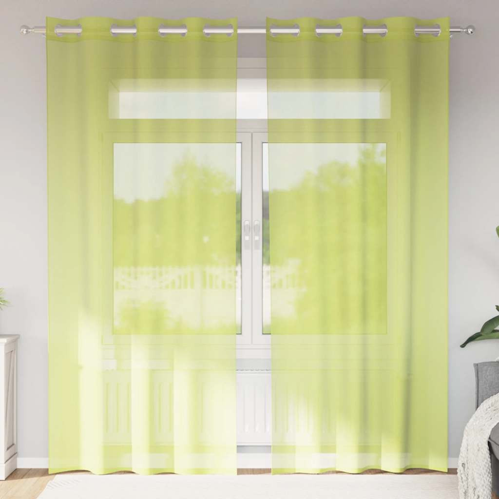 vidaXL Voile Vorhänge mit Ösen 2 Stk. Apfelgrün 140x225 cm