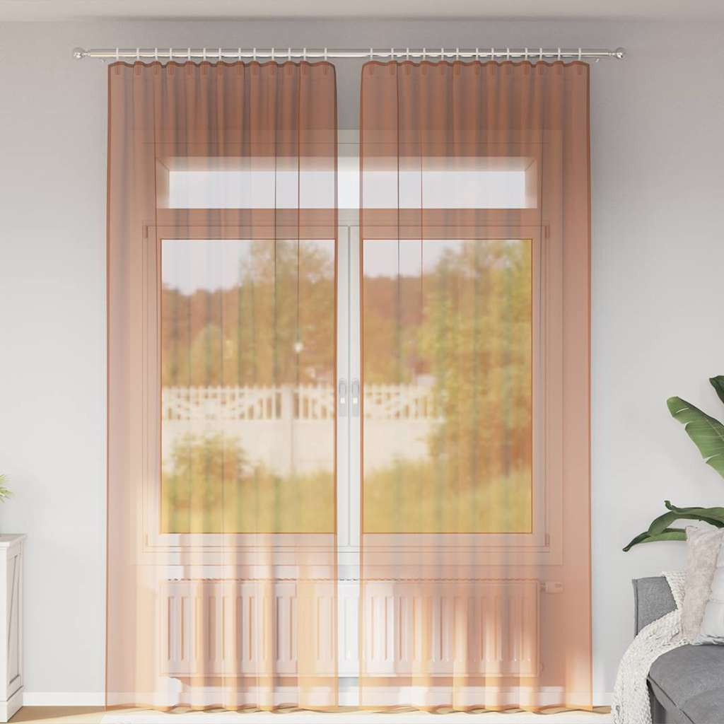 vidaXL Voile Vorhänge mit Stangentaschen 2 Stk. Terrakotta
