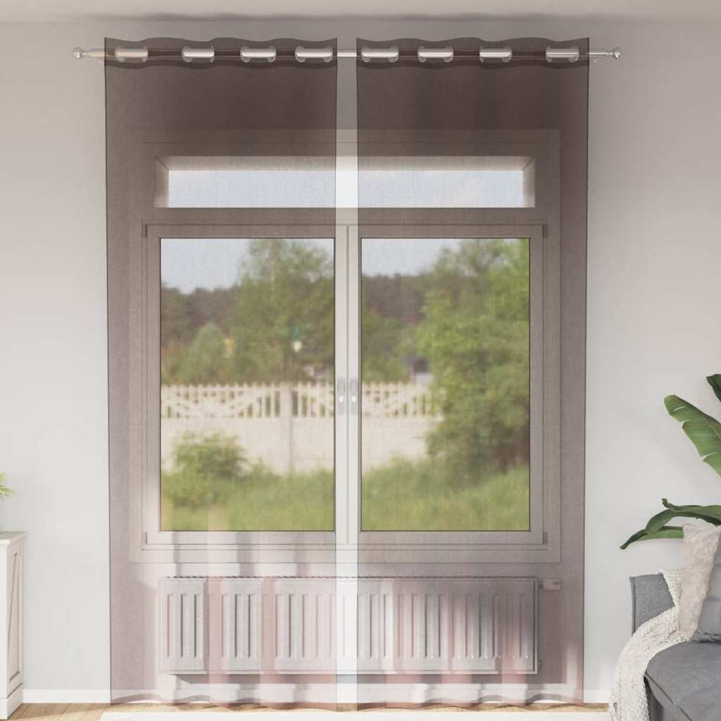 vidaXL Voile Vorhänge mit Ösen 2 Stk. Braun 140x260 cm