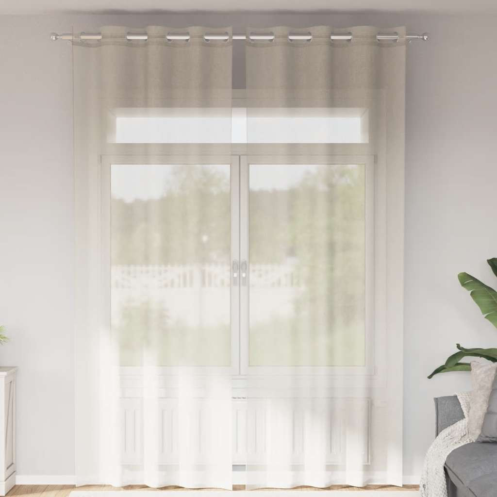 vidaXL Voile Vorhänge mit Ösen 2 Stk. Creme 140x300 cm
