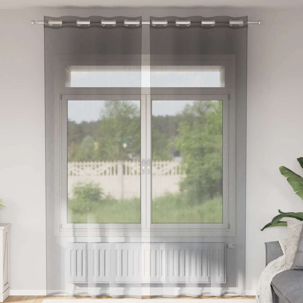 vidaXL Voile Vorhänge mit Ösen 2 Stk. Dunkelgrau 140x260 cm