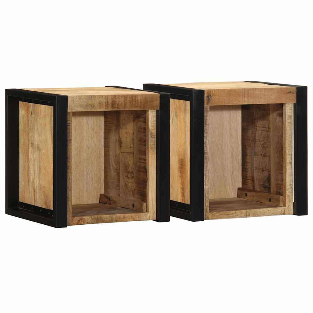 vidaXL Nachttische 2 Stk. 40x35x40 cm Raues Mango-Massivholz