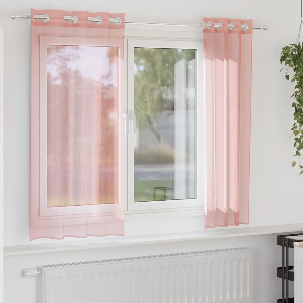 vidaXL Voile Vorhänge mit Ösen 2 Stk. Rosa 140x140 cm