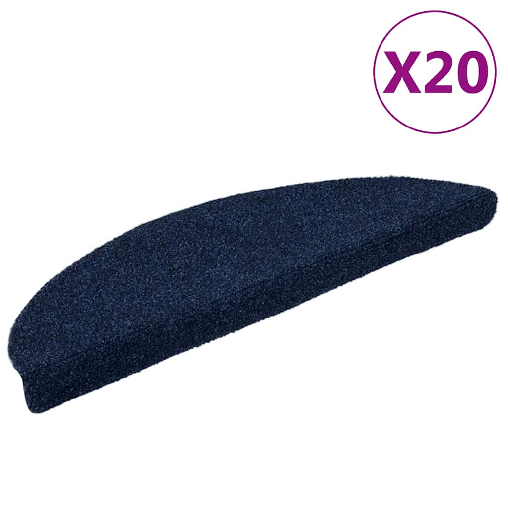 vidaXL Stufenmatten Selbstklebend 20 Stk. 56x17x3 cm Marineblau Halbrund