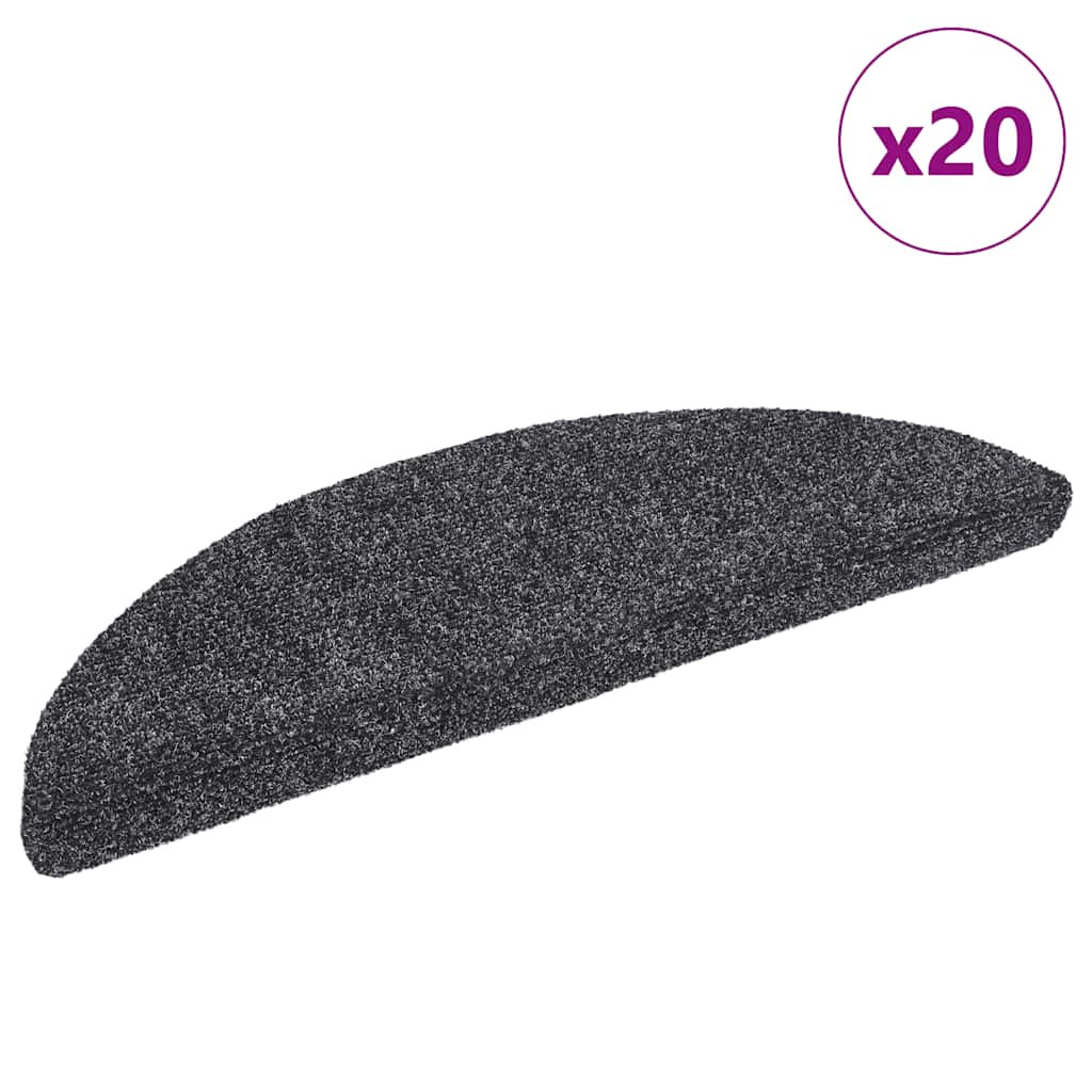 vidaXL Stufenmatten Selbstklebend 20 Stk. 56x17x3 cm Dunkelgrau Halbrund